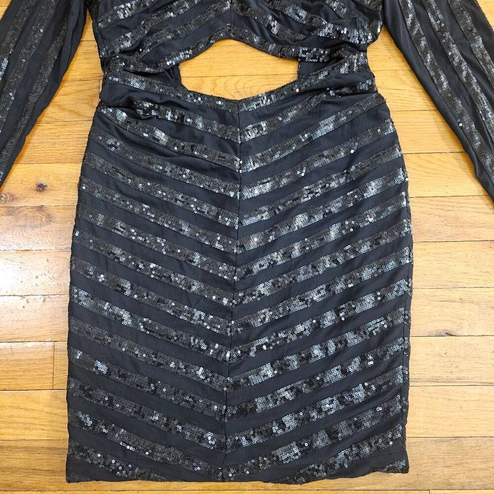 House of CB Women's Mini Sequined Suna Black Dress Size S - Picture 4 of 13